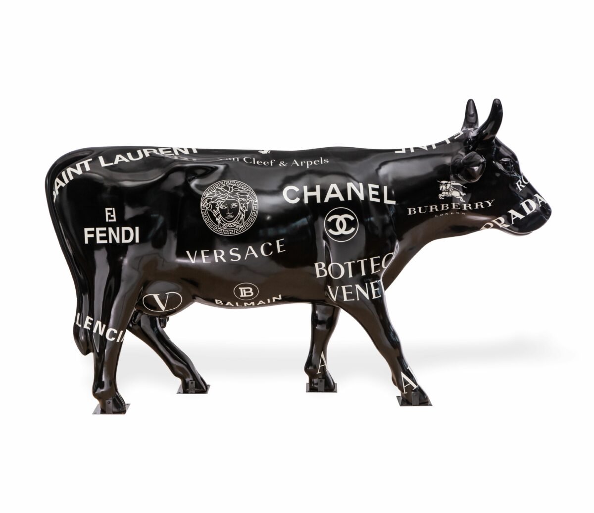 Branded A Fashionable Cow Sculpture By Paula Crown 5