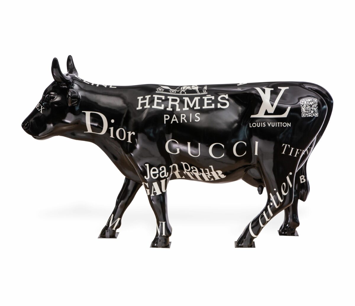 Branded A Fashionable Cow Sculpture By Paula Crown 6