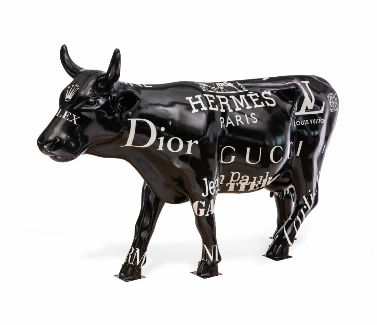 Branded A Fashionable Cow Sculpture By Paula Crown 7