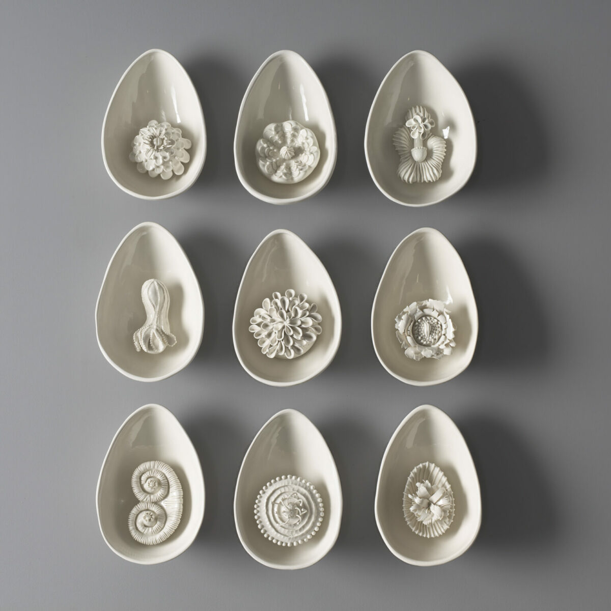 Delicate Porcelain Sculptures Of Cross Cut Pods Encased With Seeds And Other Vegetables By Sally Kent 2