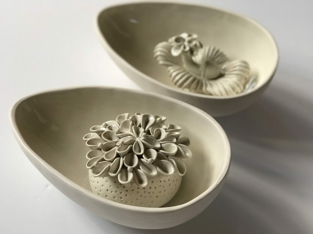 Delicate Porcelain Sculptures Of Cross Cut Pods Encased With Seeds And Other Vegetables By Sally Kent 5