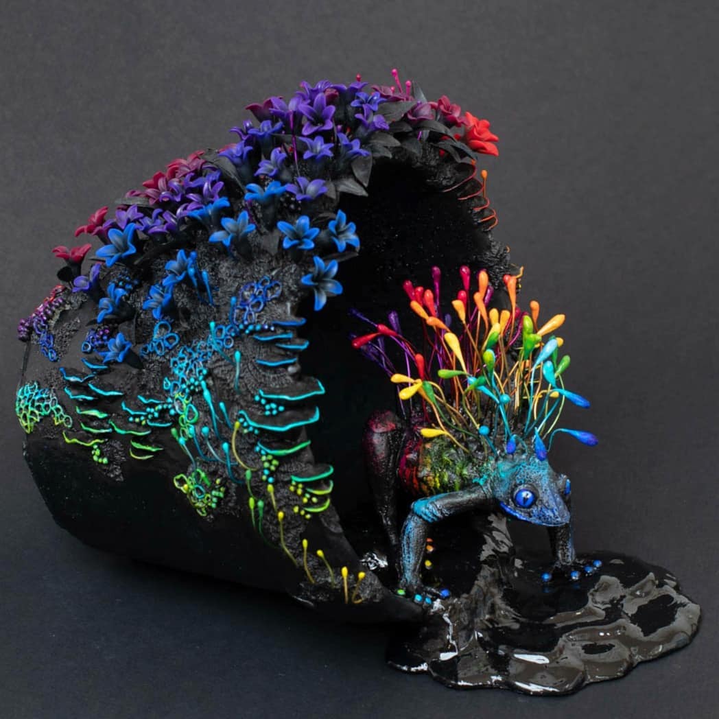 Discarded Objects Populated With Colorful Plant Coral And Fungus Sculptures By Stephanie Kilgast 12