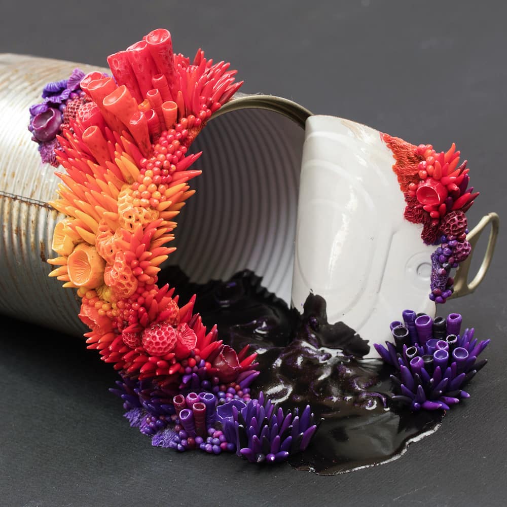 Discarded Objects Populated With Colorful Plant Coral And Fungus Sculptures By Stephanie Kilgast 6