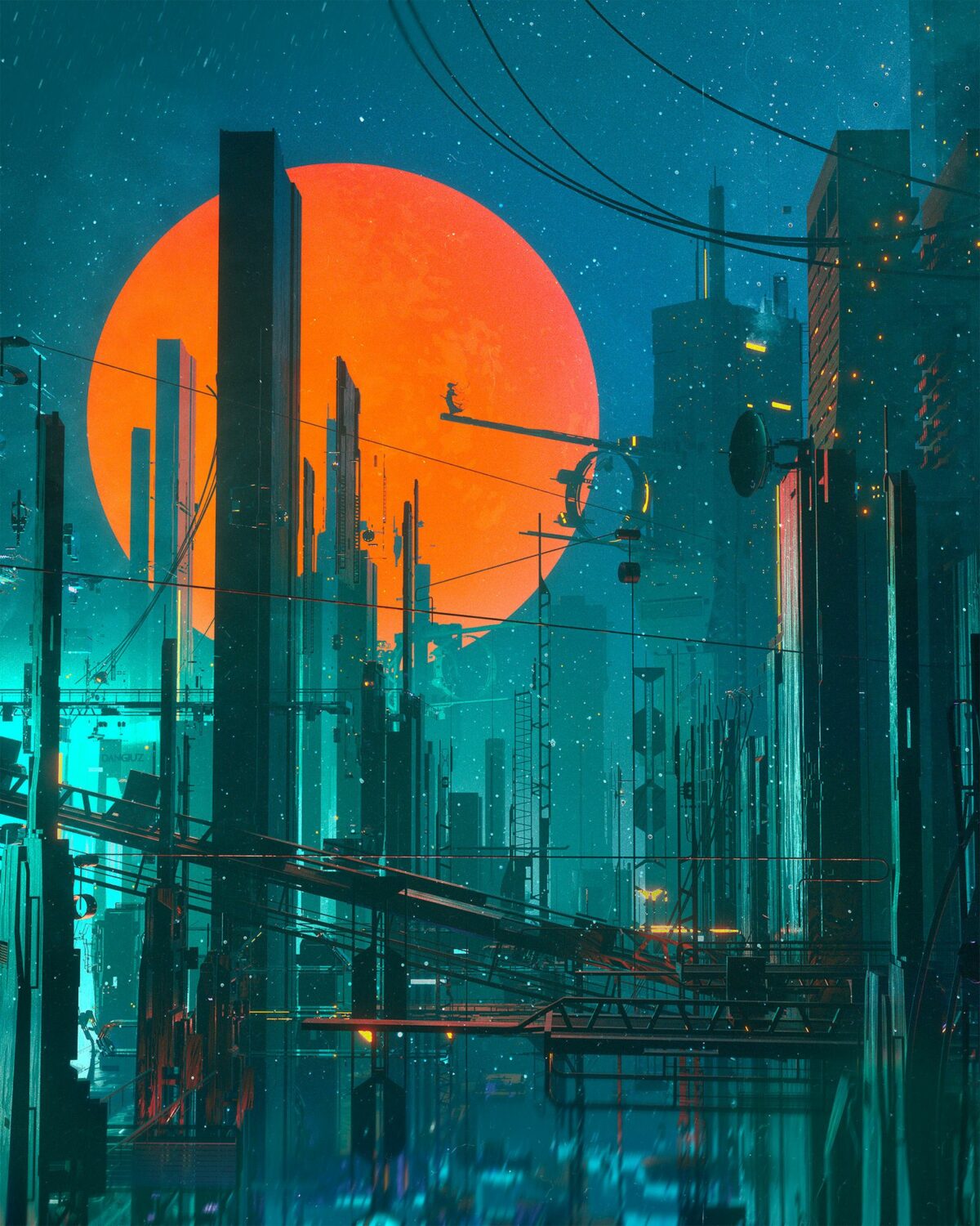 Extraordinary Illustrations Of Cyberpunk Cities By Dangiuz 4