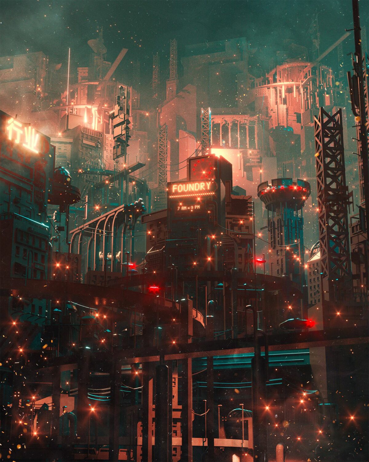 Extraordinary Illustrations Of Cyberpunk Cities By Dangiuz 7