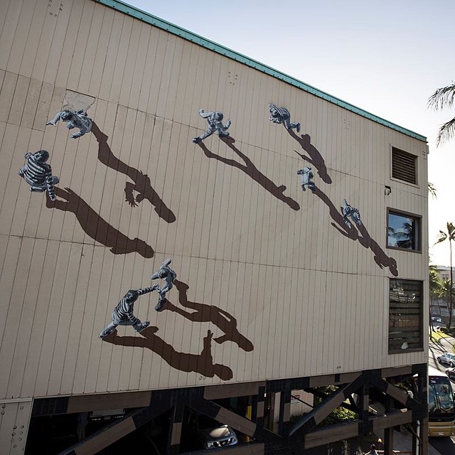 Jump And Climb Amazing Black And White Murals Of People In Movement By Anders Gjennestad 12