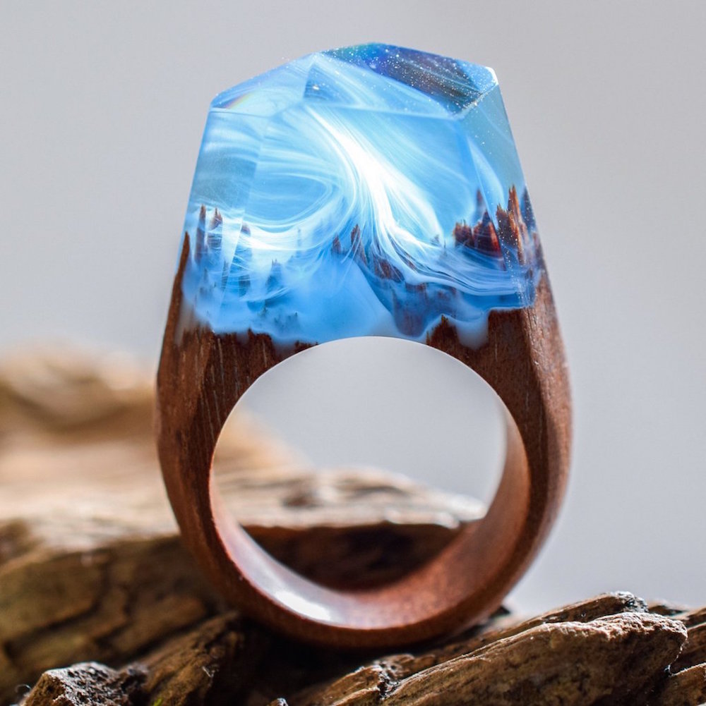 Small Ethereal Worlds Encapsulated In Wood And Resin Rings By Secret Wood 1