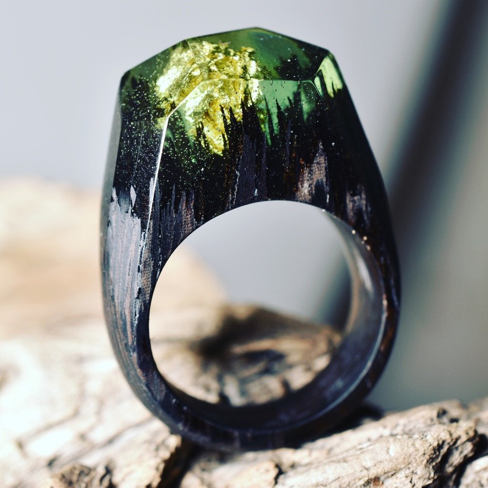 Small Ethereal Worlds Encapsulated In Wood And Resin Rings By Secret Wood 2