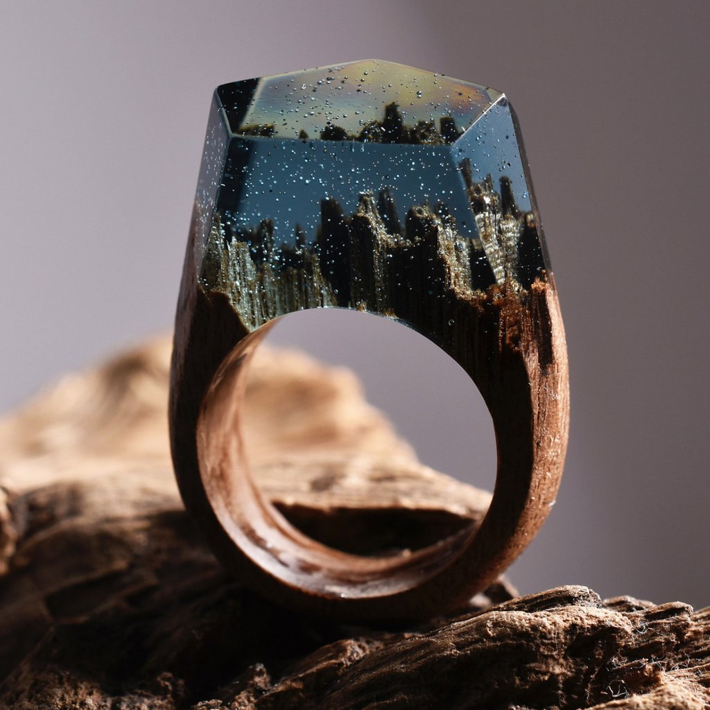 Small Ethereal Worlds Encapsulated In Wood And Resin Rings By Secret Wood 21