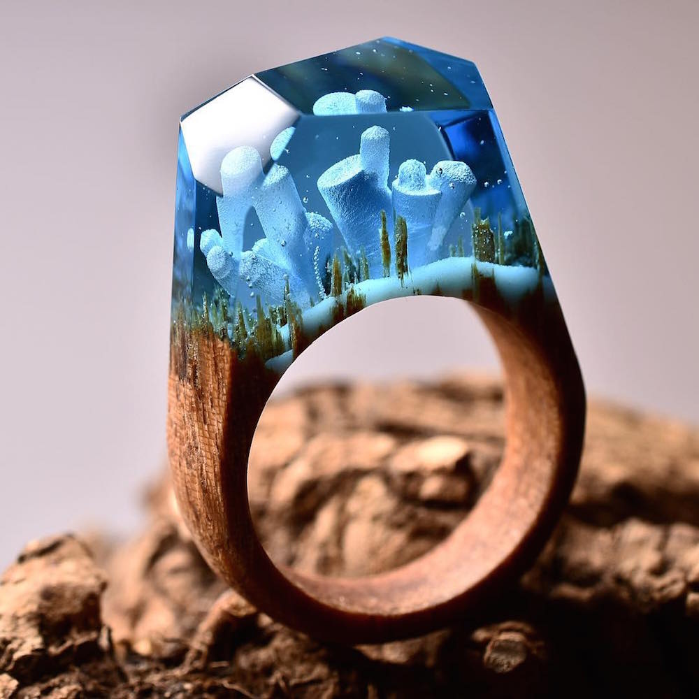 Small Ethereal Worlds Encapsulated In Wood And Resin Rings By Secret Wood 3