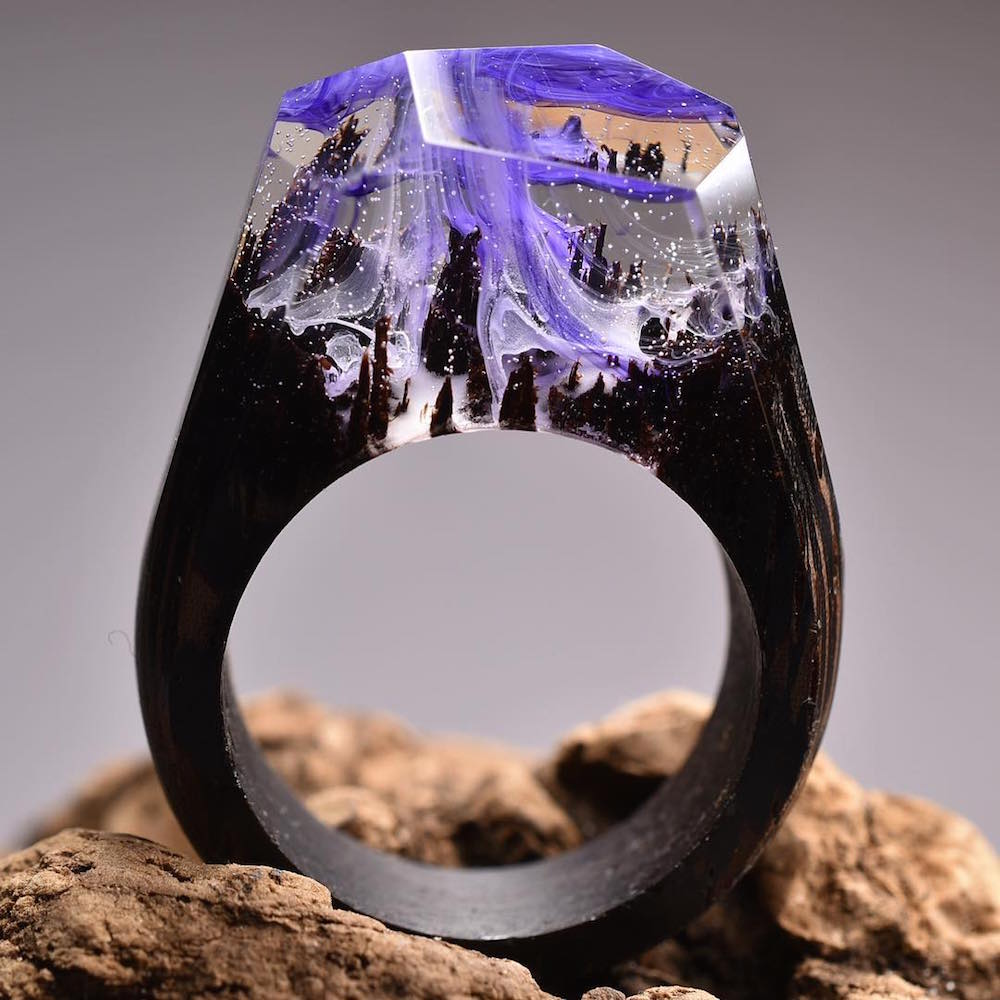 Small Ethereal Worlds Encapsulated In Wood And Resin Rings By Secret Wood 4