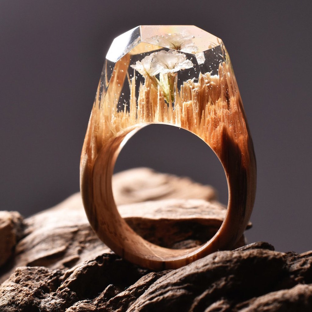 Small Ethereal Worlds Encapsulated In Wood And Resin Rings By Secret Wood 5