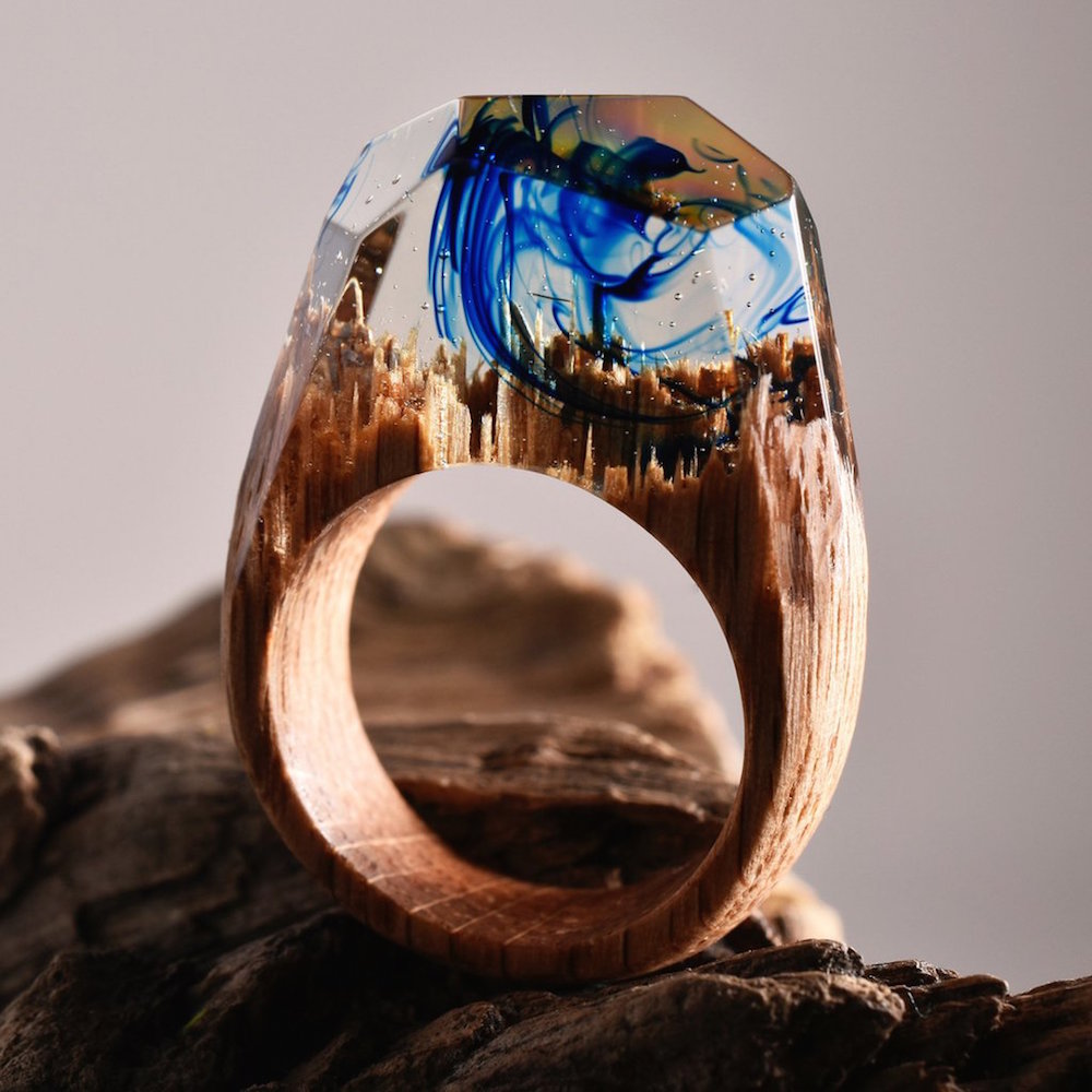 Small Ethereal Worlds Encapsulated In Wood And Resin Rings By Secret Wood 7