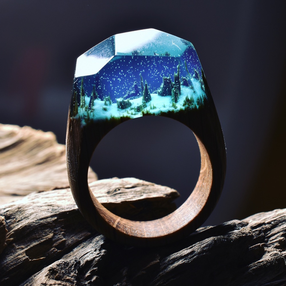 Small Ethereal Worlds Encapsulated In Wood And Resin Rings By Secret Wood 9