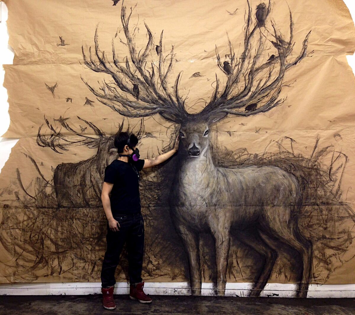 Striking 3D animal murals in large-scale by Fiona Tang