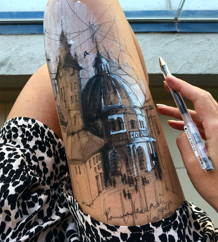 Stunning Ink Drawings Made On The Thighs By Randa Haddadin 17