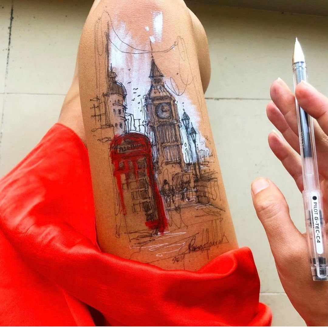 Stunning Ink Drawings Made On The Thighs By Randa Haddadin 22
