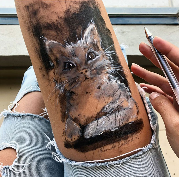 Stunning Ink Drawings Made On The Thighs By Randa Haddadin 4