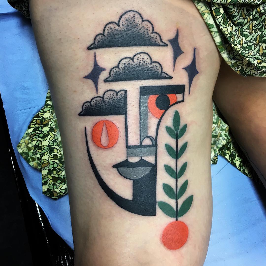 The colorful tattoos inspired by the Cubist Movement of Mike Boyd