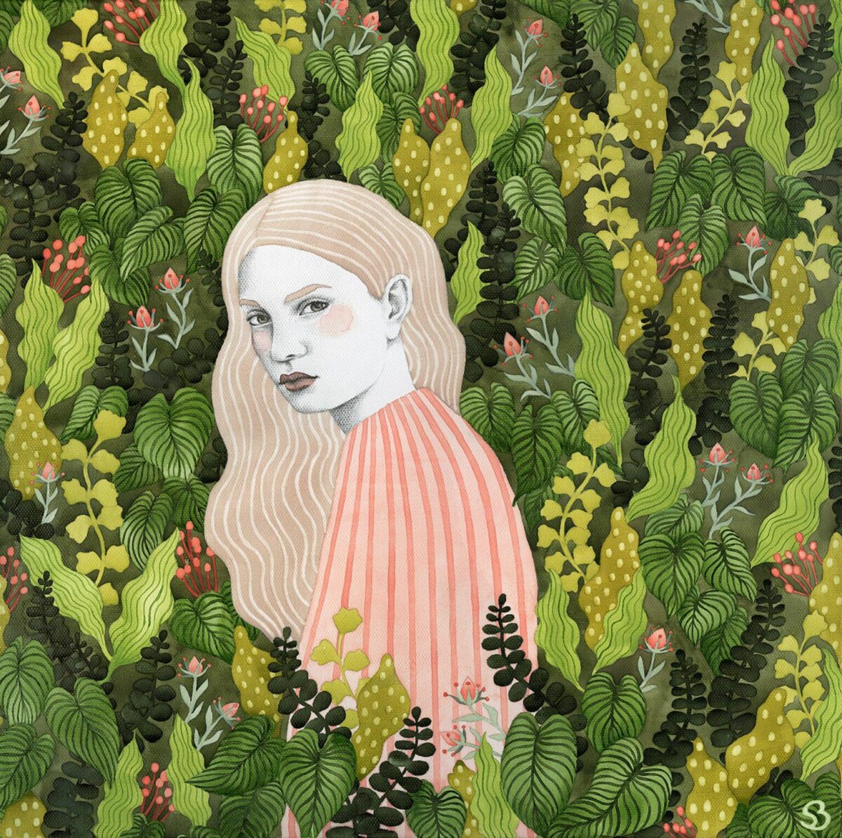 Gorgeous Female Portraits Decorated With Abstract And Floral Patterns By Sofia Bonati 11