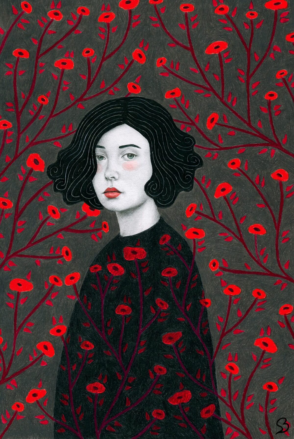 Gorgeous Female Portraits Decorated With Abstract And Floral Patterns By Sofia Bonati 15