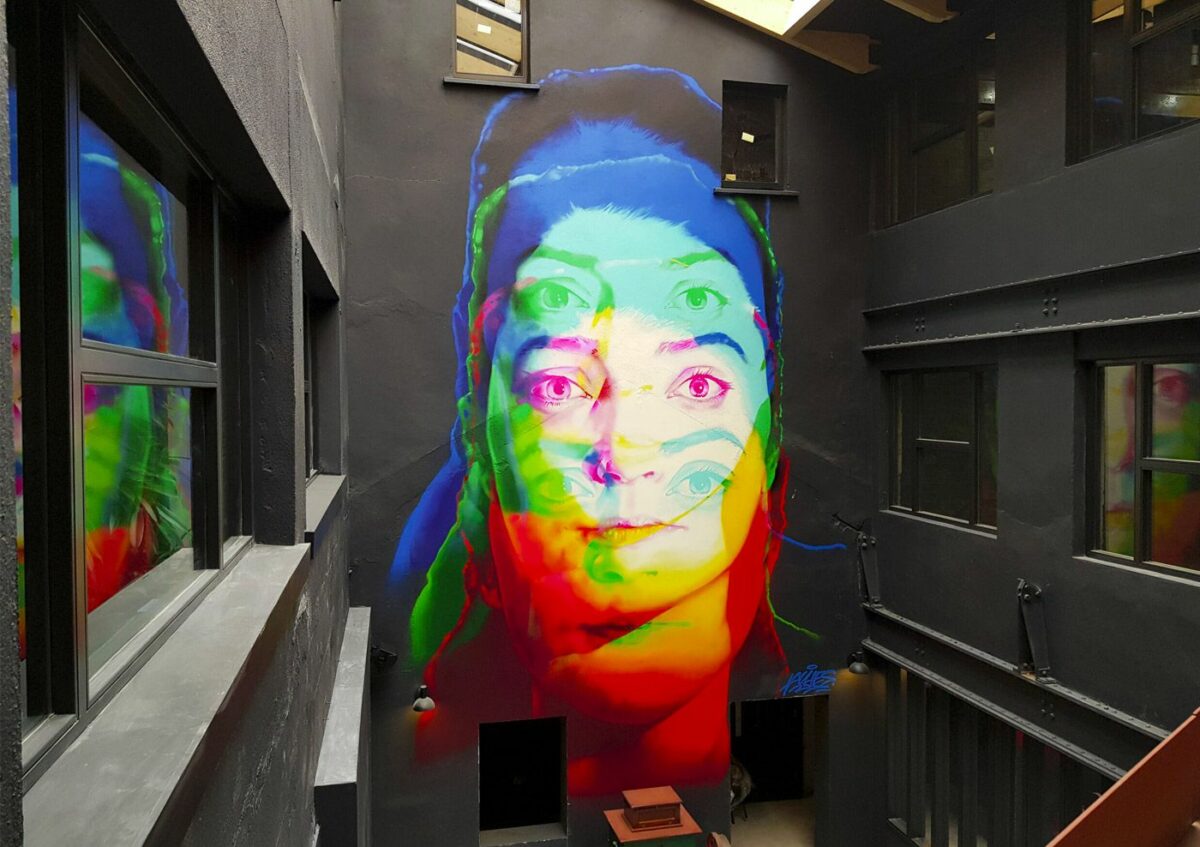 Incredible large-scale figurative murals with RGB aesthetic by Aches