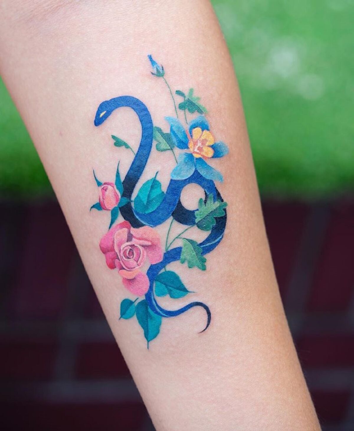 Vibrant And Multicolored Fauna And Flora Tattoos By Zihee 17