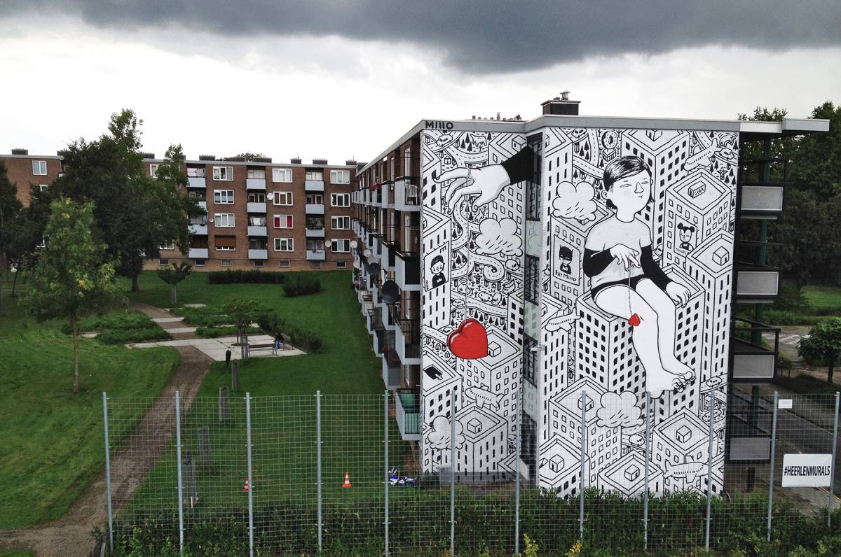 Wonderful Giant Black And White Cartoon Murals By Millo 11