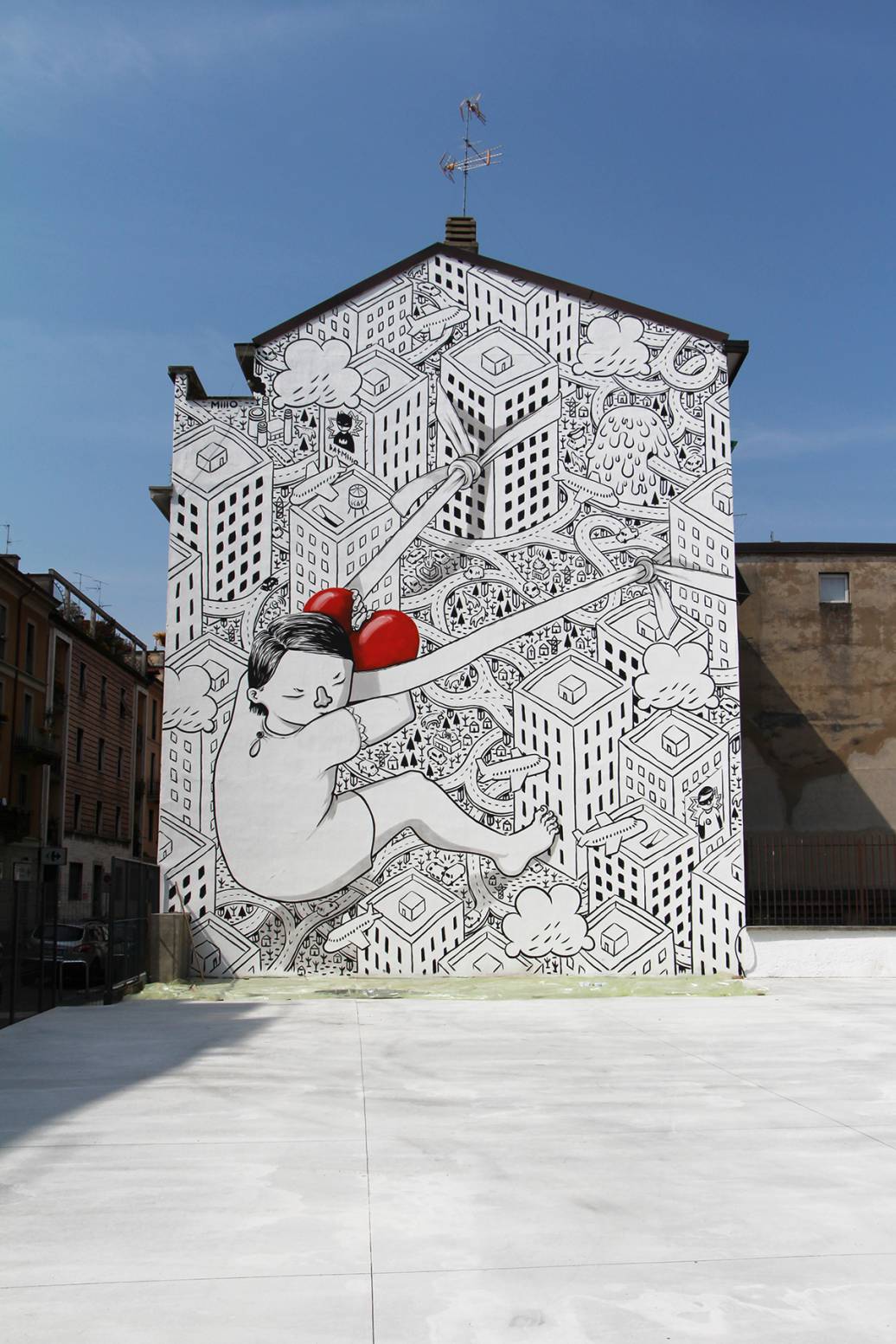 Wonderful Giant Black And White Cartoon Murals By Millo 12