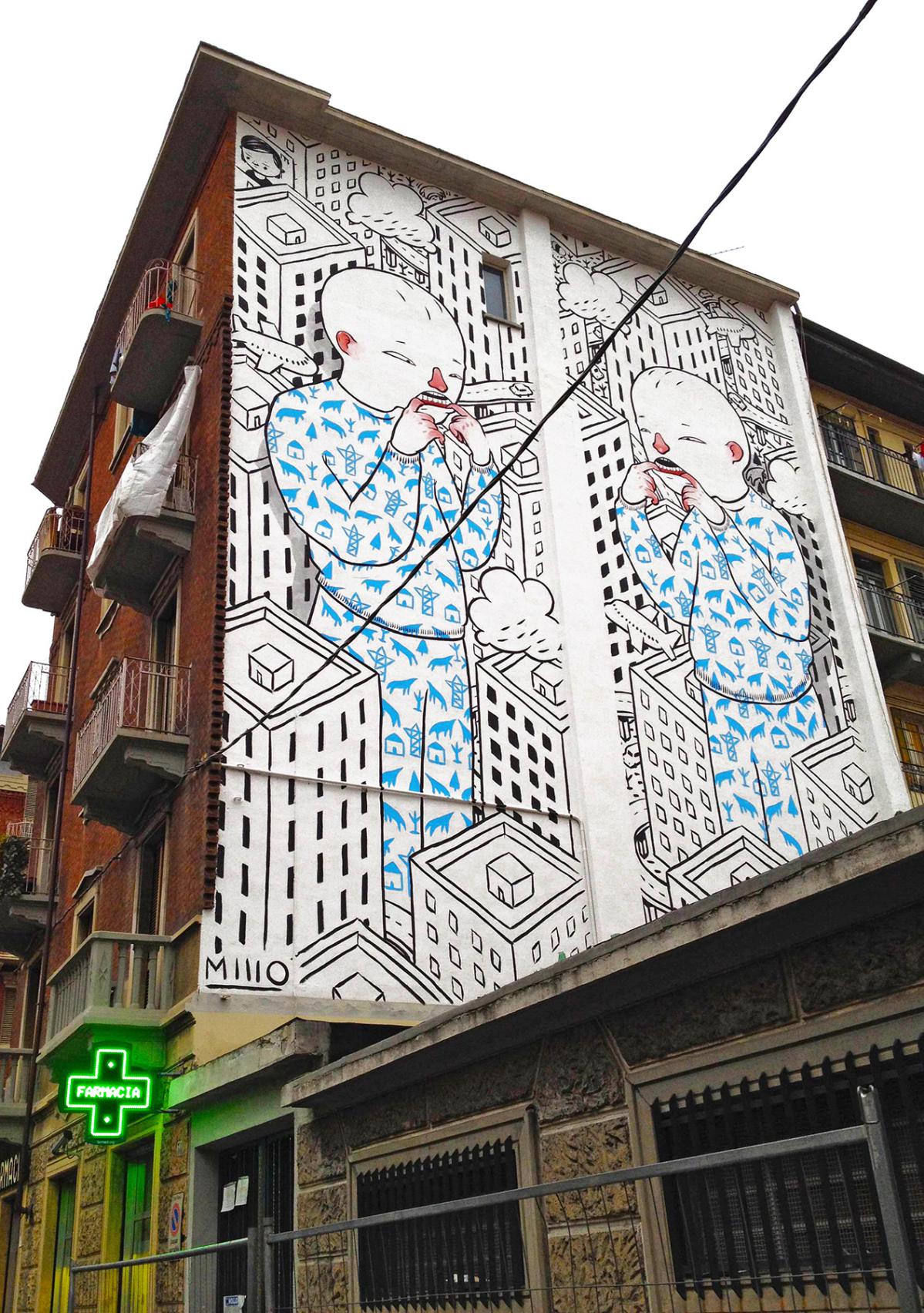 Wonderful Giant Black And White Cartoon Murals By Millo 15