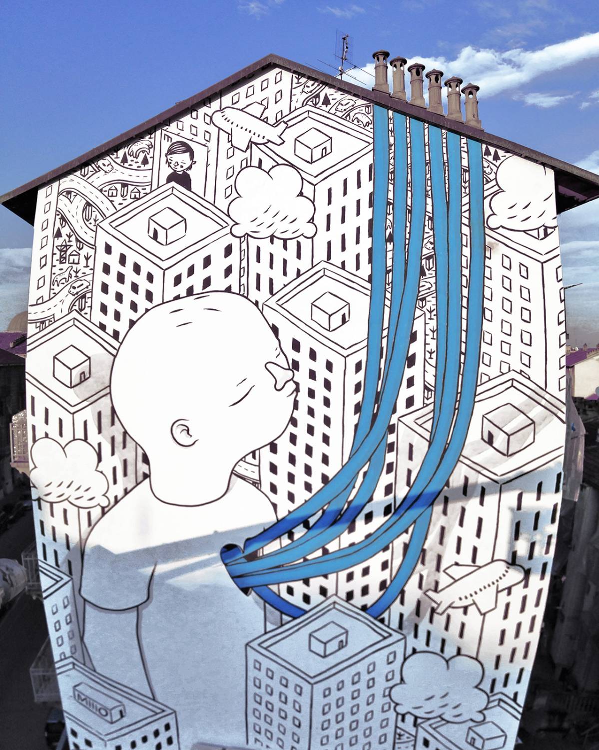Wonderful Giant Black And White Cartoon Murals By Millo 2