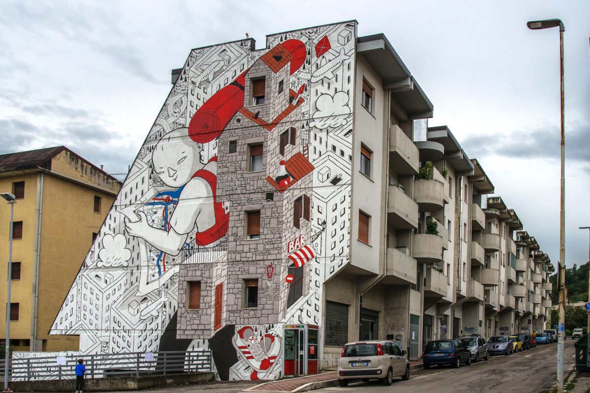 Wonderful Giant Black And White Cartoon Murals By Millo 4