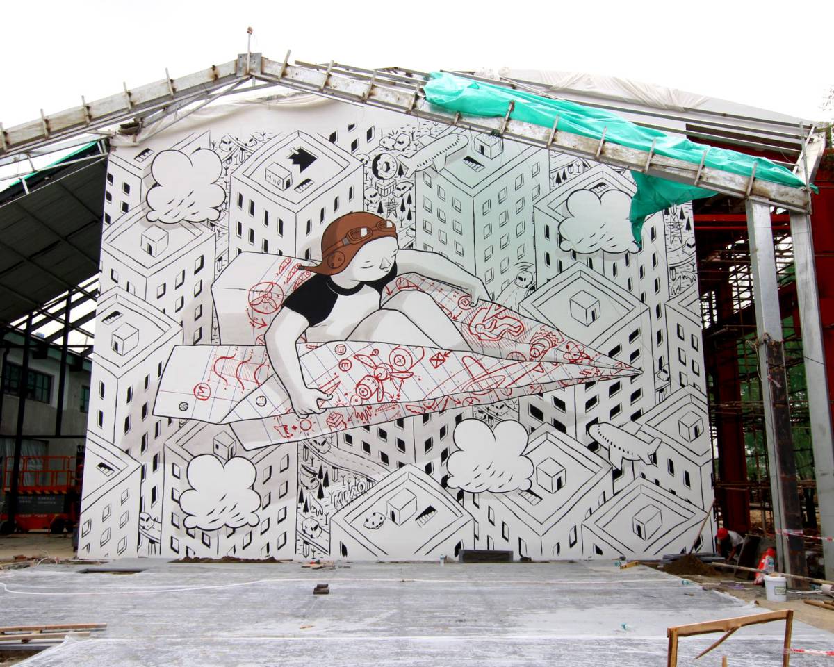 Wonderful Giant Black And White Cartoon Murals By Millo 7