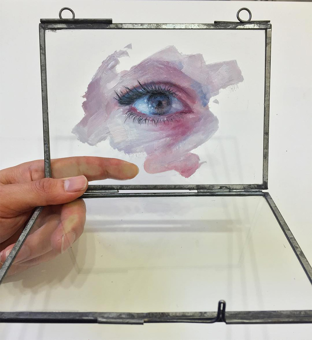 Realistic Paintings Of Eyes And Mouths On Glass By Henrik Uldalen 7