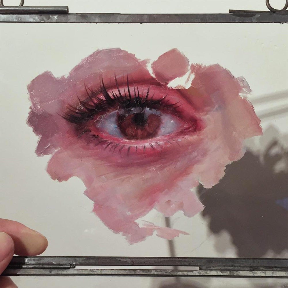 Realistic Paintings Of Eyes And Mouths On Glass By Henrik Uldalen 8