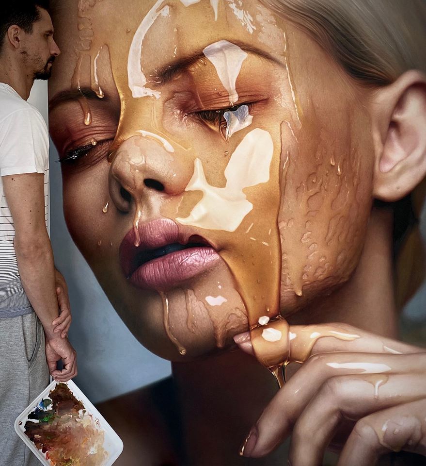 Incredible Hyper Realistic Portraits Of Girls Covered With Honey By Fabiano Millani 2