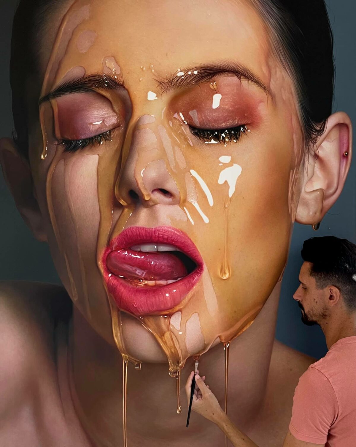 Incredible Hyper Realistic Portraits Of Girls Covered With Honey By Fabiano Millani 3