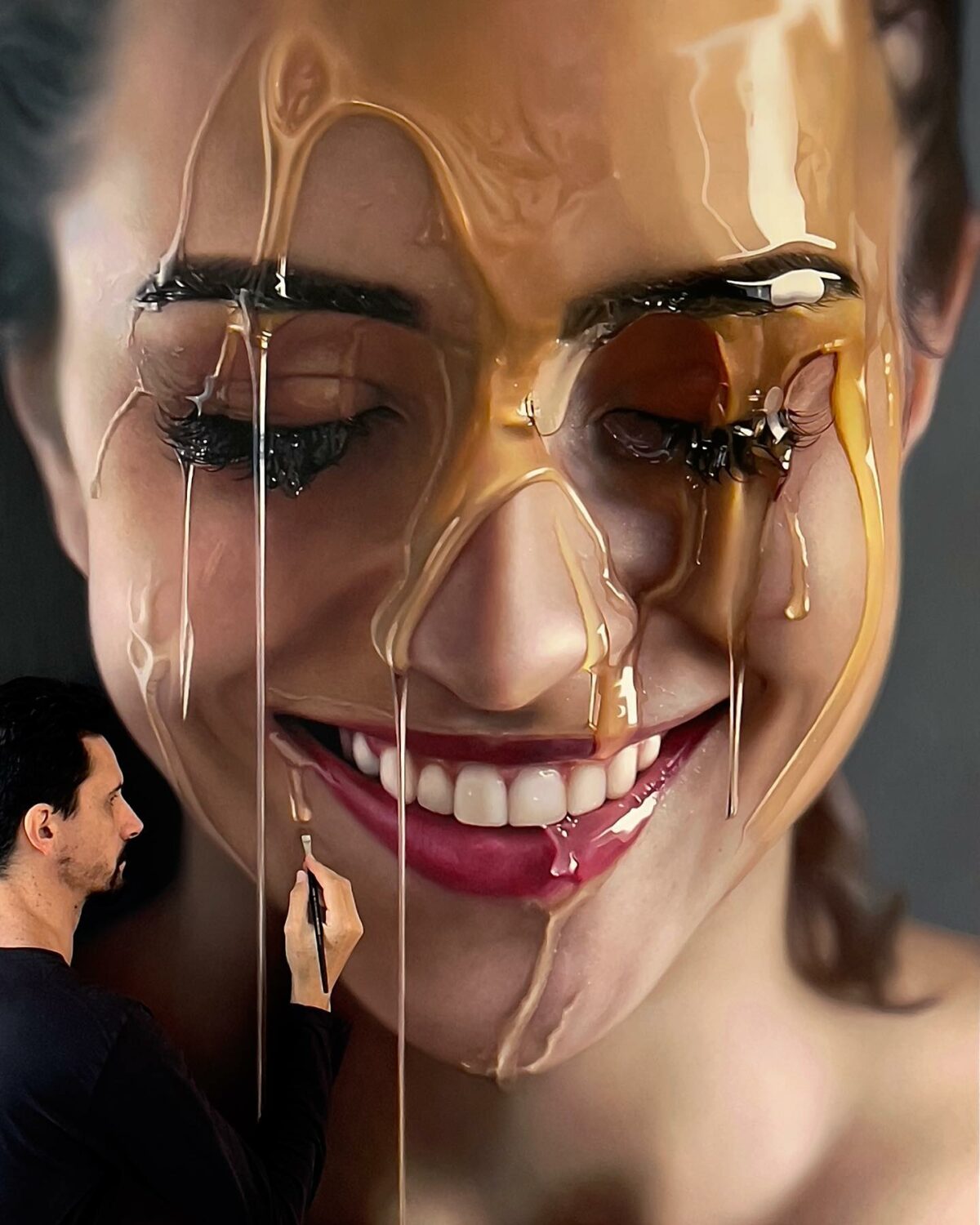 Incredible Hyper Realistic Portraits Of Girls Covered With Honey By Fabiano Millani 4