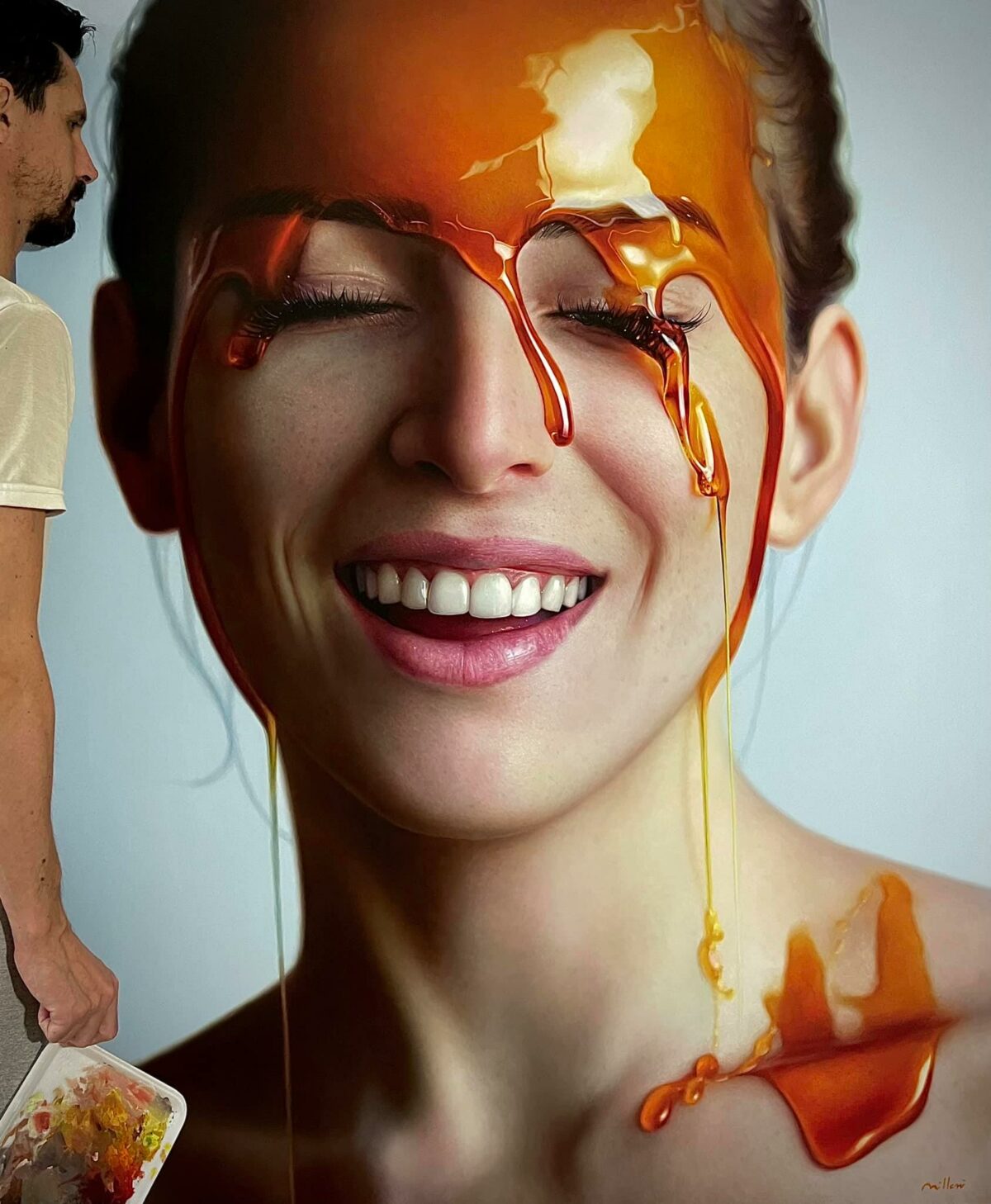 Incredible Hyper Realistic Portraits Of Girls Covered With Honey By Fabiano Millani 7