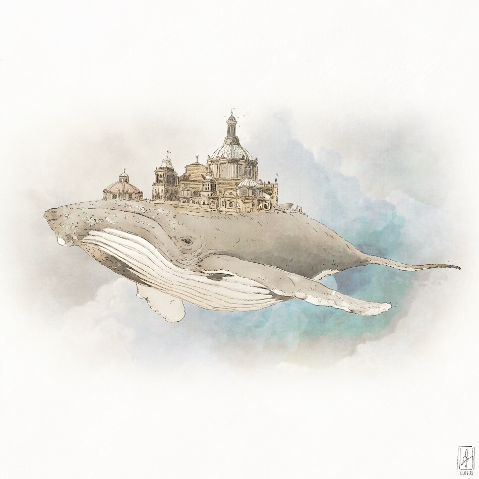 Marvelous Surrealistic Illustrations Of Marine Animals Floating In The Air By Gregory Fromenteau 17