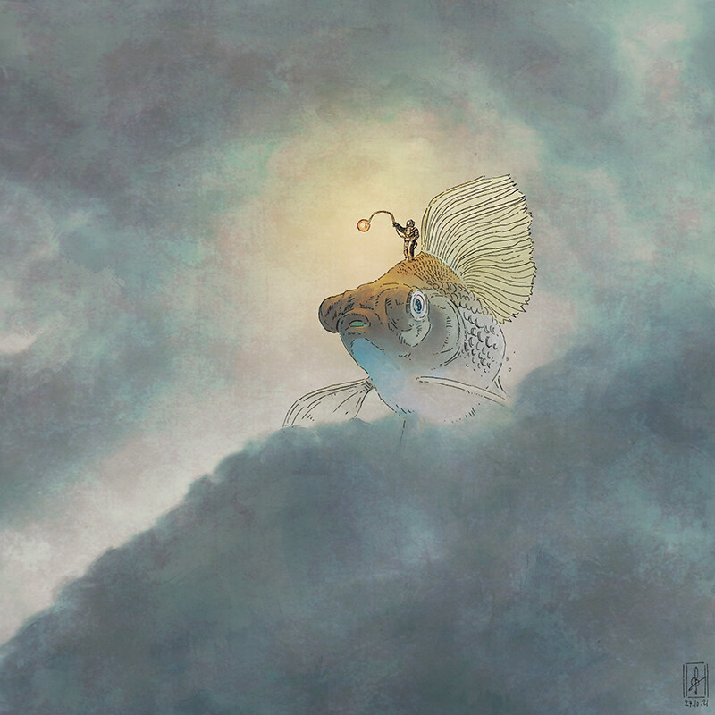 Marvelous Surrealistic Illustrations Of Marine Animals Floating In The Air By Gregory Fromenteau 5
