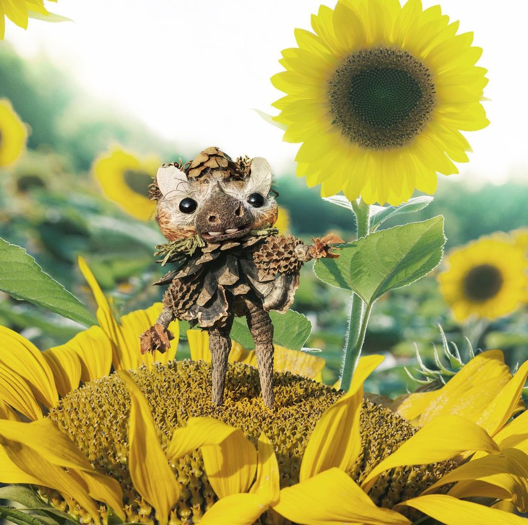 Quirky And Cute Forest Creatures Made From Found Natural Elements By Sylvain Trabut 12