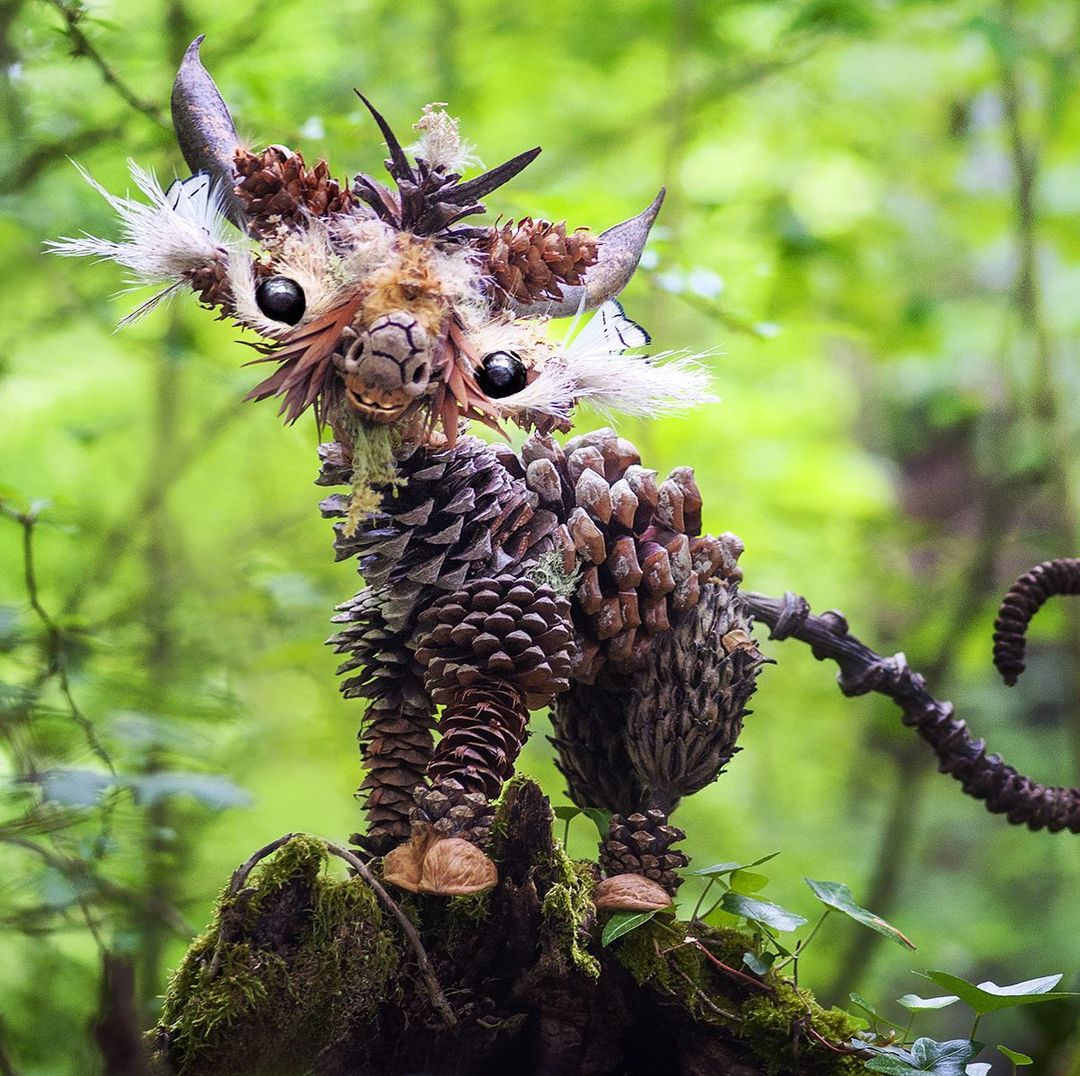 Quirky And Cute Forest Creatures Made From Found Natural Elements By Sylvain Trabut 14
