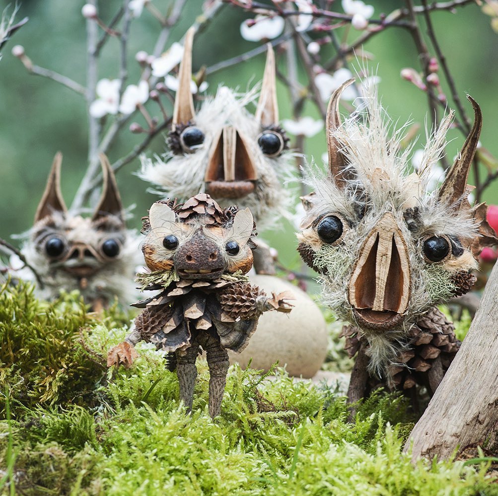 Quirky And Cute Forest Creatures Made From Found Natural Elements By Sylvain Trabut 17