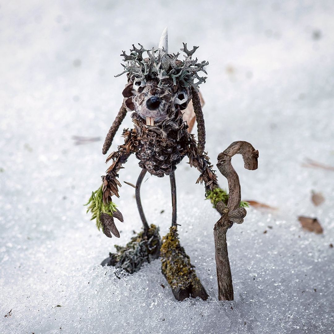 Quirky And Cute Forest Creatures Made From Found Natural Elements By Sylvain Trabut 20
