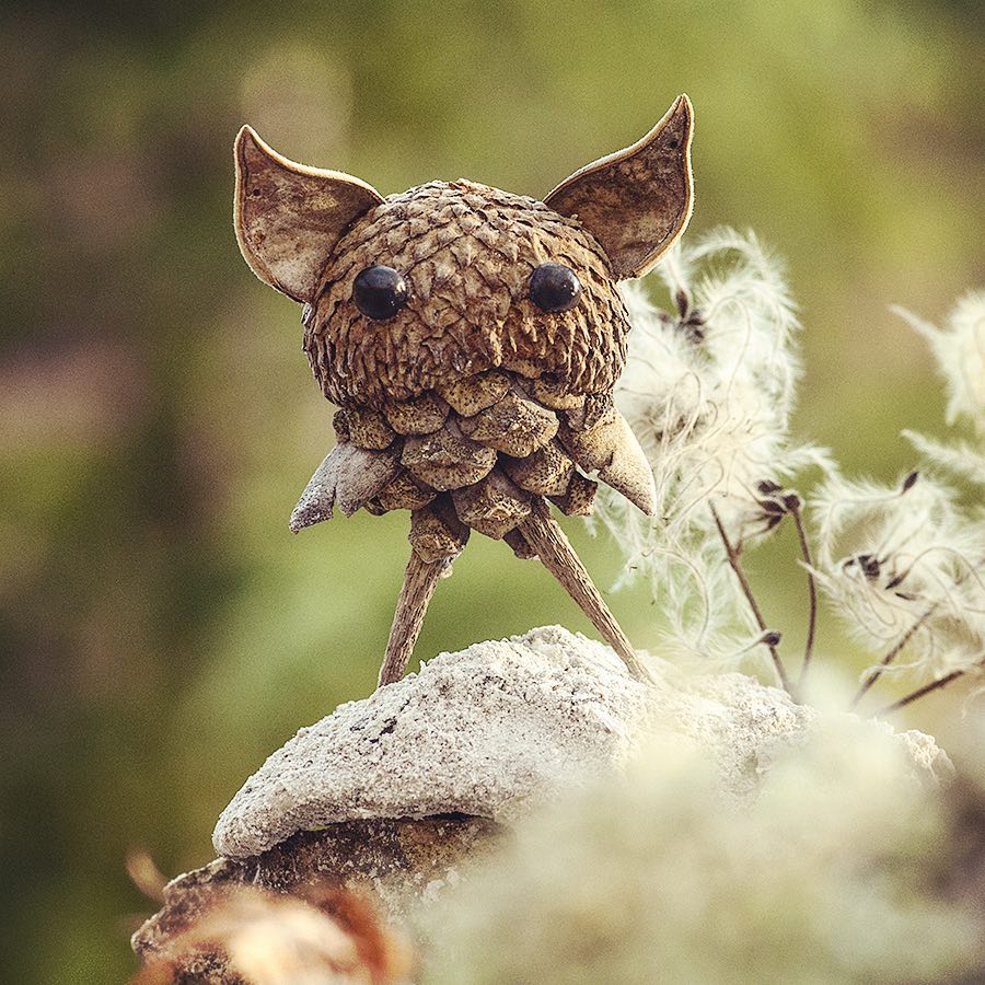 Quirky And Cute Forest Creatures Made From Found Natural Elements By Sylvain Trabut 24