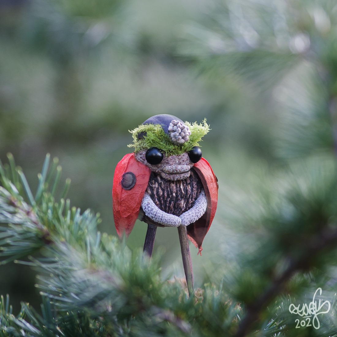 Quirky And Cute Forest Creatures Made From Found Natural Elements By Sylvain Trabut 3
