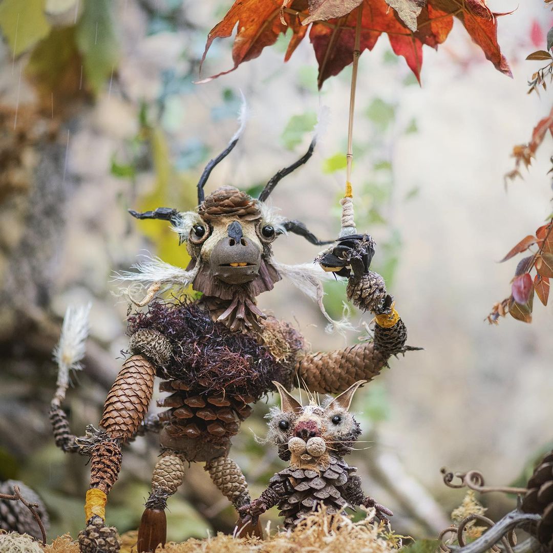 Quirky And Cute Forest Creatures Made From Found Natural Elements By Sylvain Trabut 7