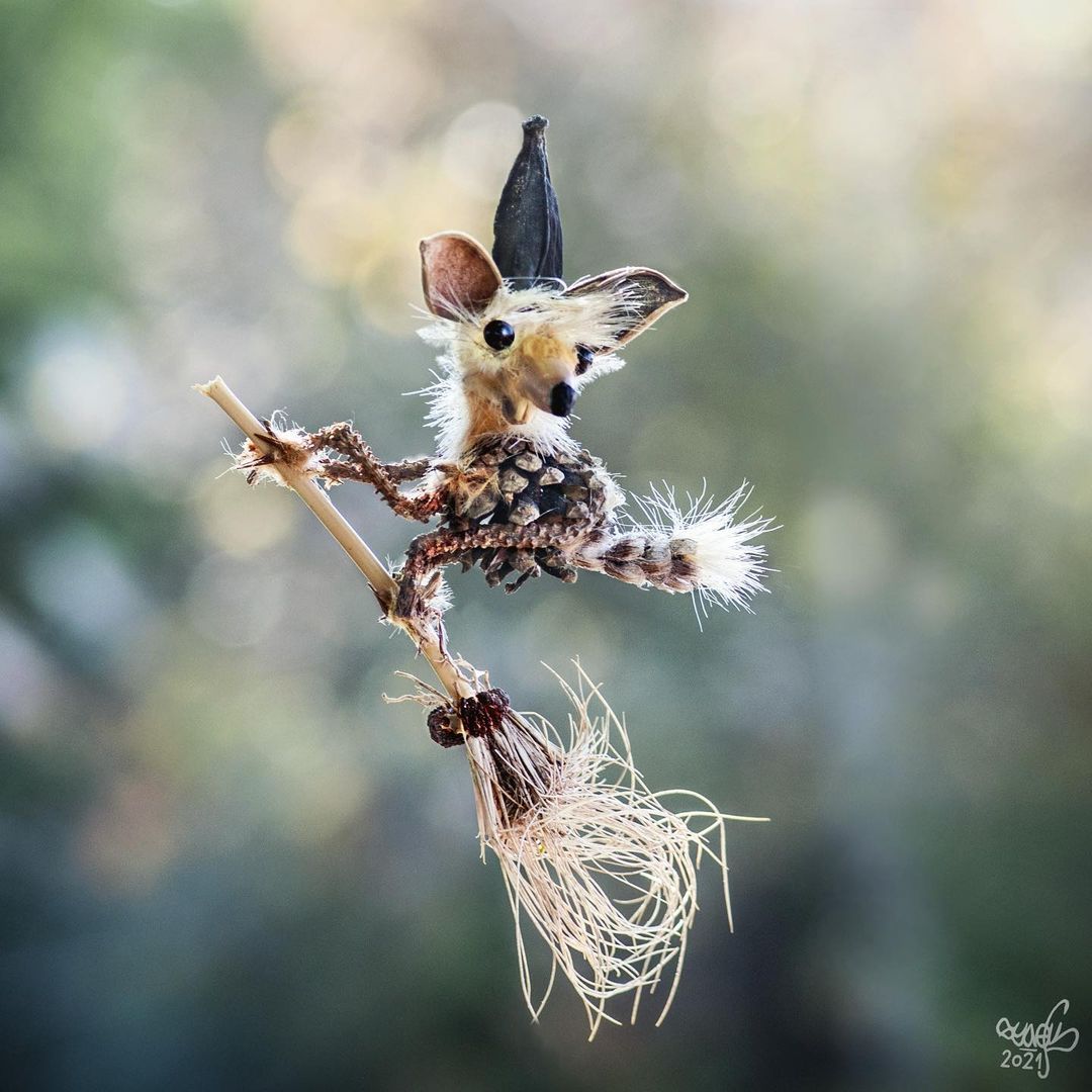 Quirky And Cute Forest Creatures Made From Found Natural Elements By Sylvain Trabut 8