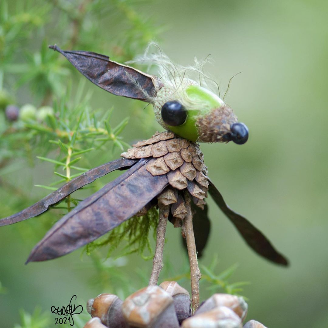Quirky And Cute Forest Creatures Made From Found Natural Elements By Sylvain Trabut 9